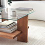 Hanah Home Babylon Mesa de centro de cristal templado y madera